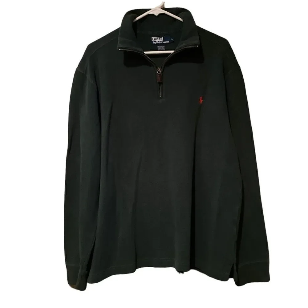 Polo Ralph Lauren Emerald Green Half Zip Pullover Pony Embroidered Size Large